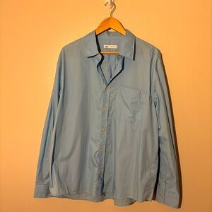 Zara Baby Blue 100% Cotton Long Sleeve Button Up Size XL Oversized Dress Shirt